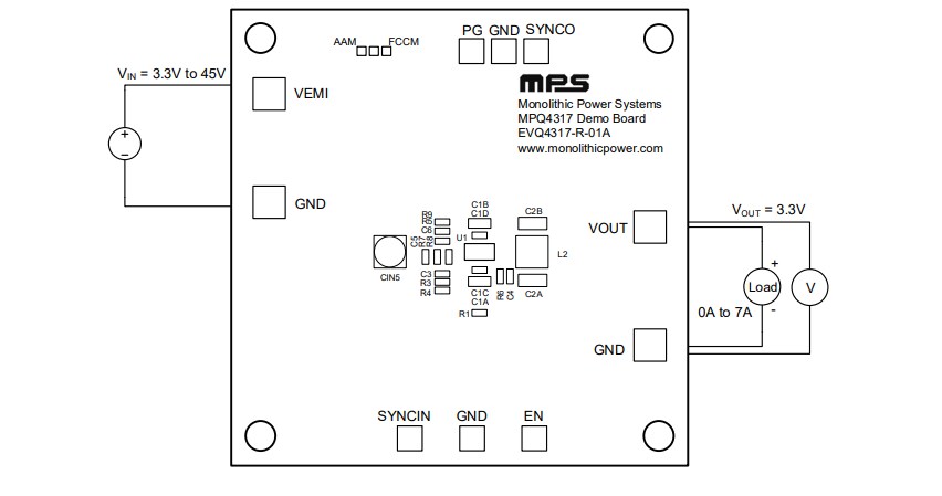 Schematic - Monolithic Power Systems (MPS) EVQ4317-R-01A Evaluation Board